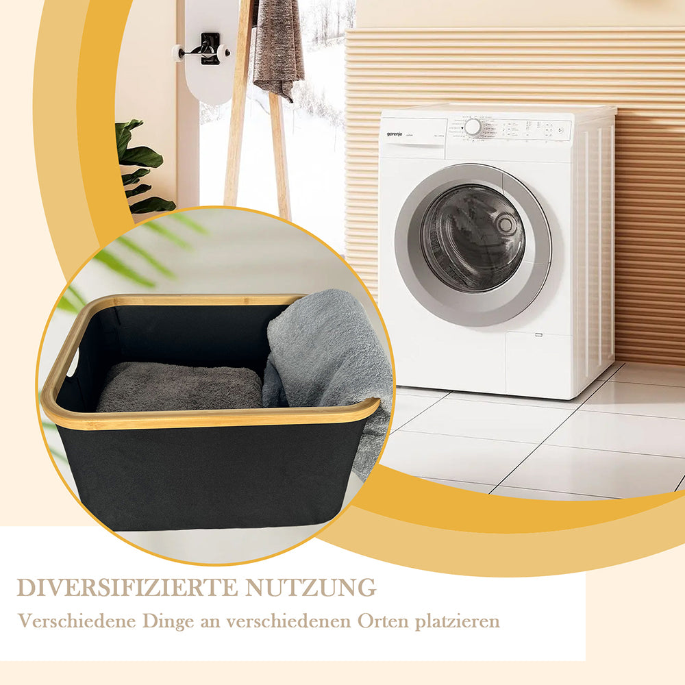 Wäschekorb faltbarer, Aufbewahrungskorb wasserdichtes Oxford-Tuch 45x35x25 40L (Schwarz)