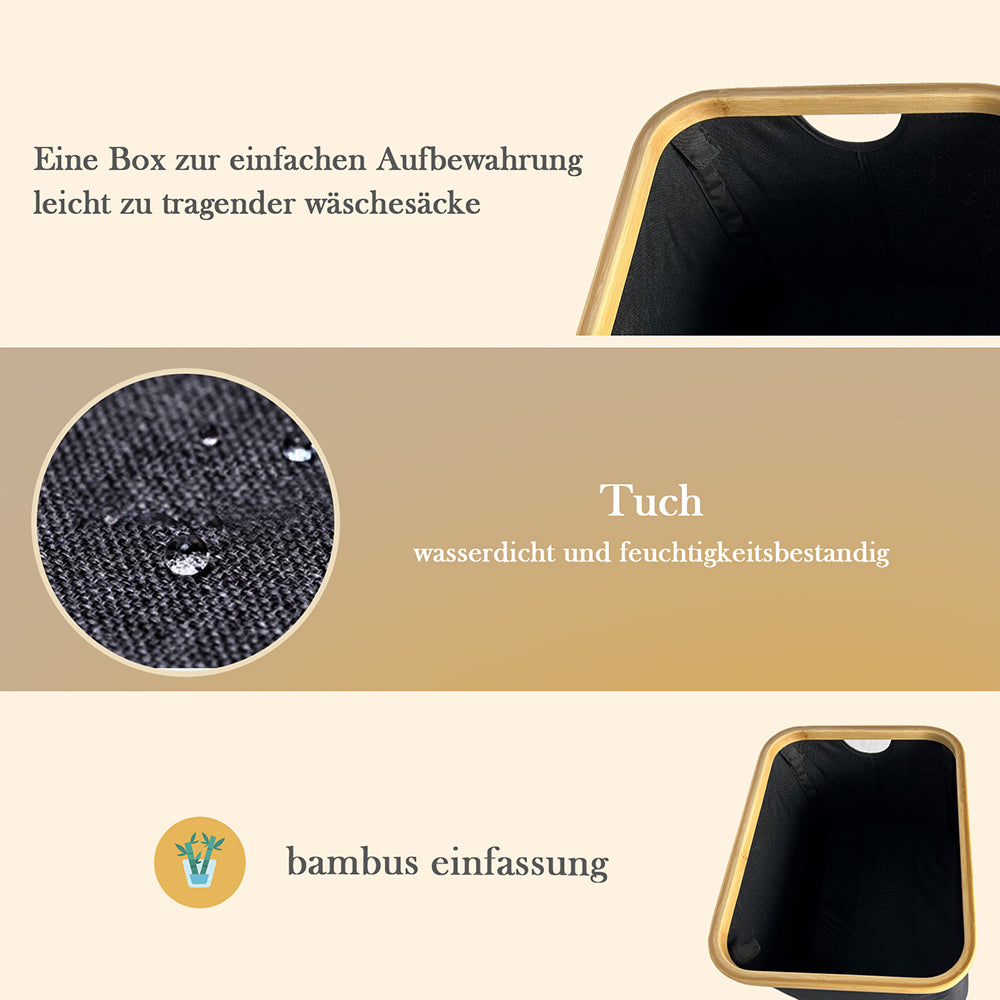 Wäschekorb faltbarer, Aufbewahrungskorb wasserdichtes Oxford-Tuch 45x35x25 40L (Schwarz)