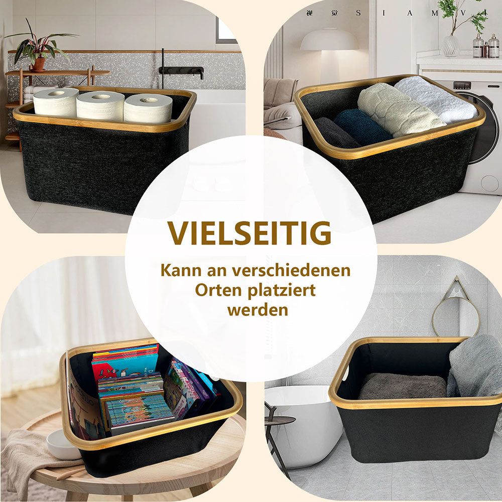 Wäschekorb faltbarer, Aufbewahrungskorb wasserdichtes Oxford-Tuch 45x35x25 40L (Schwarz)