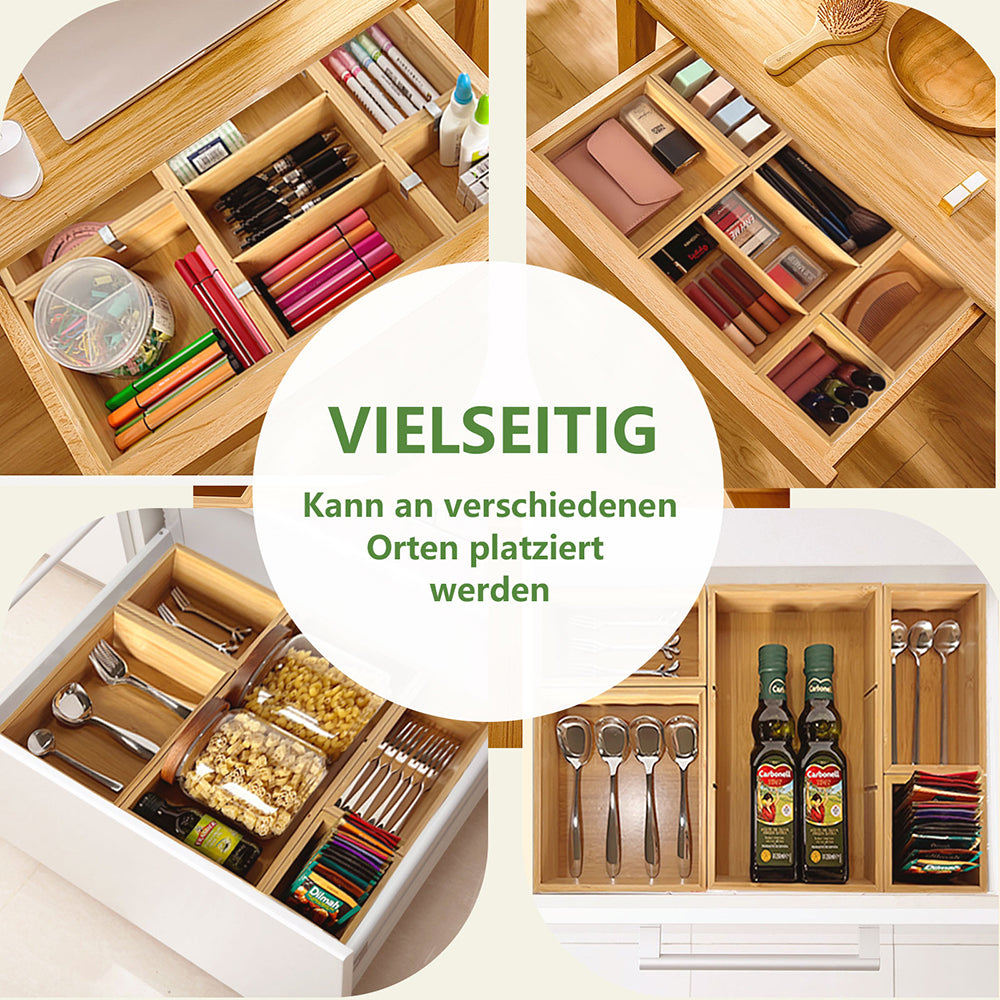 Schubladen-Organizer aus Bambus, herausnehmbares Regal, 5er-Set