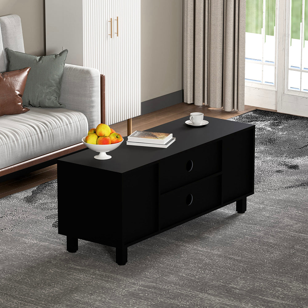 TV Lowboard,TV-Schrank mit 2 Schiebetüren aus Rattantüren,Moderner TV Sideboard,Aufbewahrungsschrank,Standschrank,für Wohnzimmer, Esszimmer, Schlafzimmer,Fernsehschrank für Wohnzimmer 115x40x48cm