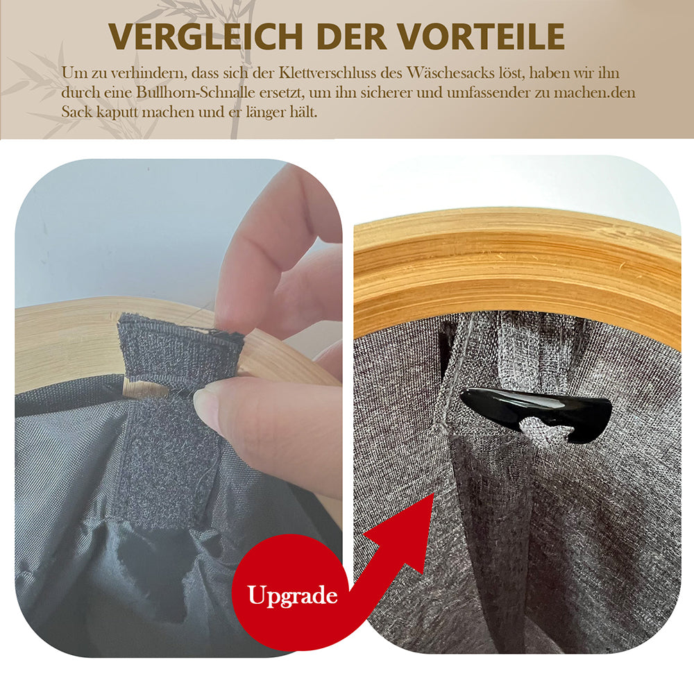 WAOHO Wäschekorb Faltbarer Wäschekorb mit Deckel, 3 Fächer, Wäschesack herausnehmbar, Zusammenklappbar 57X37X75 160L(Grau)