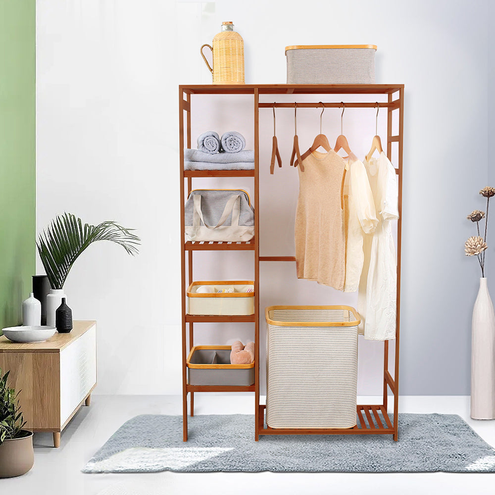 Clothes rack bamboo coat rack, open freestanding clothes rack