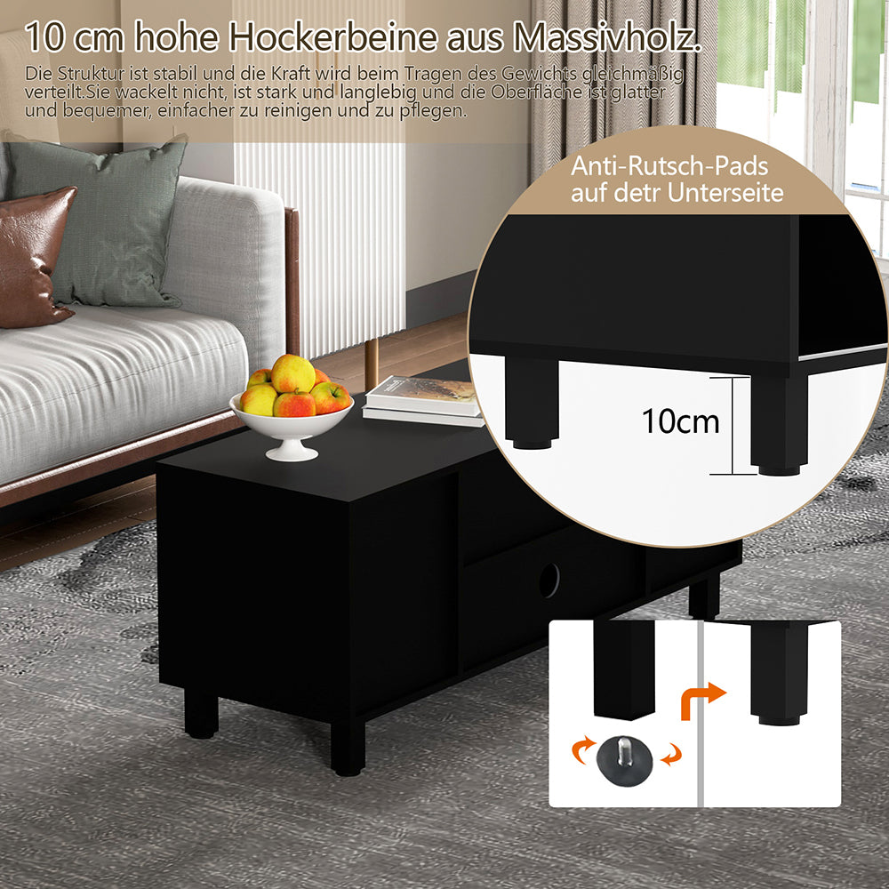 TV Lowboard,TV-Schrank mit 2 Schiebetüren aus Rattantüren,Moderner TV Sideboard,Aufbewahrungsschrank,Standschrank,für Wohnzimmer, Esszimmer, Schlafzimmer,Fernsehschrank für Wohnzimmer 115x40x48cm