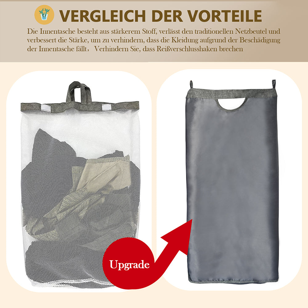 Wäschekorb Faltbarer Wäschekorb mit Deckel, herausnehmbarer Wäschesack 45x35x75, 120L (Grau)