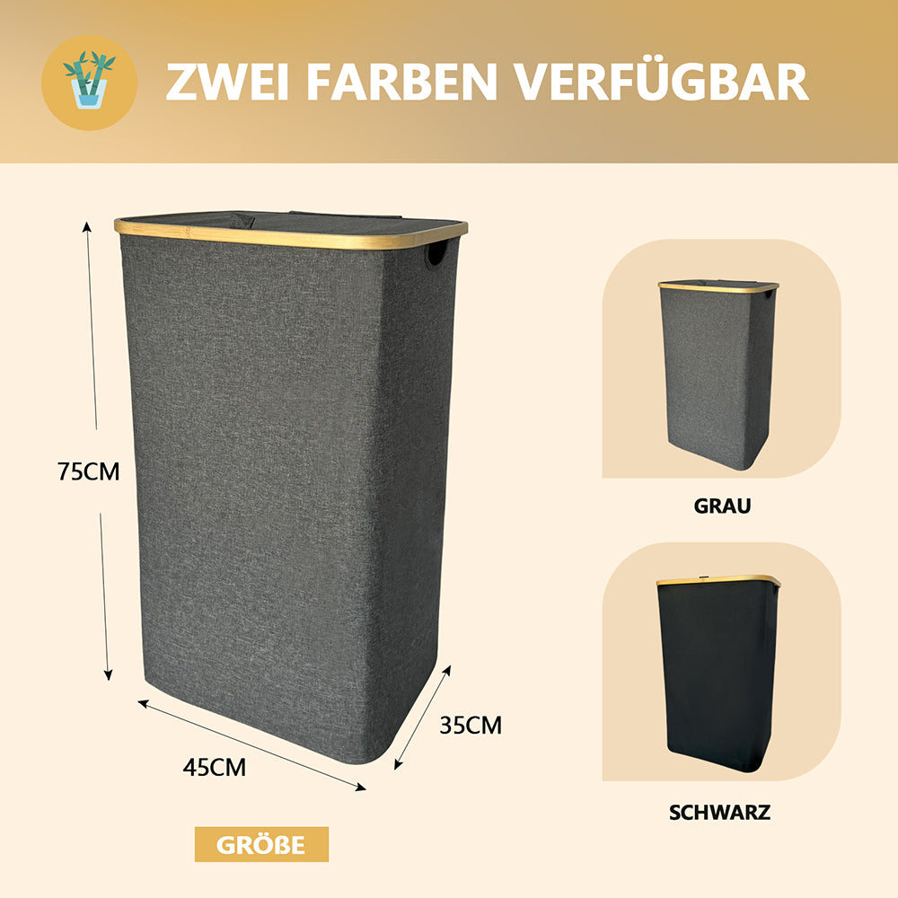 Wäschekorb Faltbarer Wäschekorb mit Deckel, herausnehmbarer Wäschesack 45x35x75, 120L (Grau)