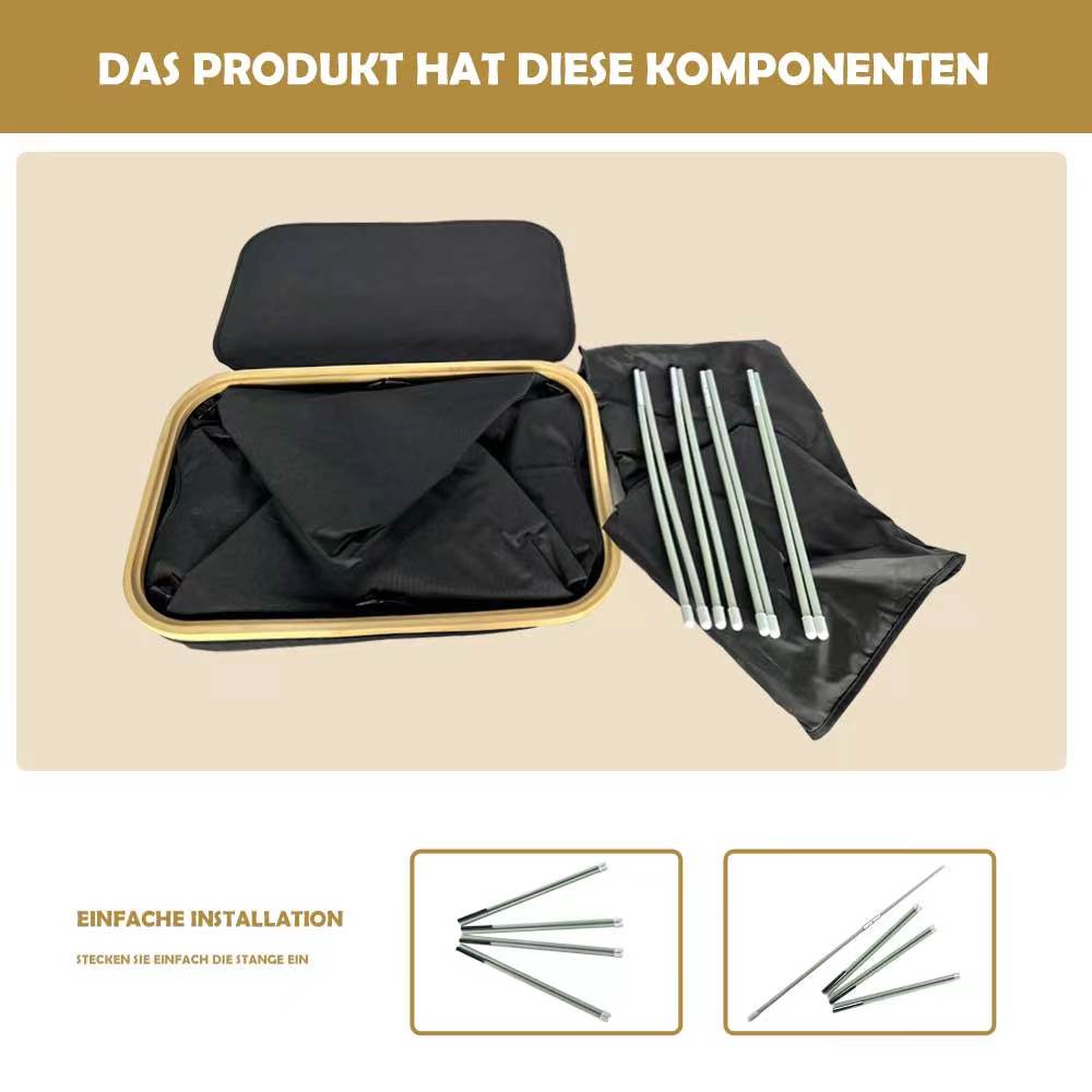Wäschekorb Faltbarer mit Deckel, 2 Fächer, Wäschesack herausnehmbar 54x33x70 125L(Schwarz)