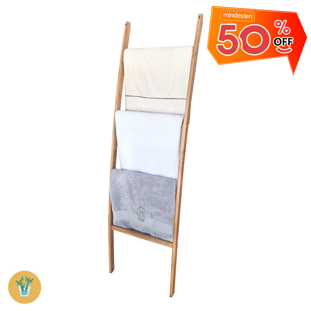 Handtuchleiter Handtuchständer Leiter Handtuchhalter Regal mit 4 Stangen Handtuchhalter Bambus Dekoleiter Kleiderständer Leiter Handtuchstange Badetuchhalter Wäscheständer