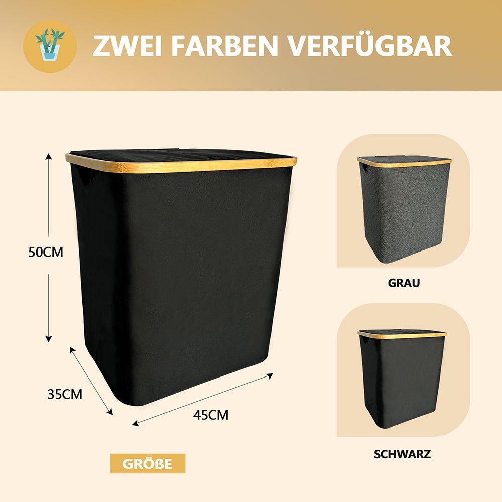 Wäschekorb Faltbarer Wäschekorb mit Deckel, herausnehmbarer Wäschesack 45x35x50 80L(Schwarz)