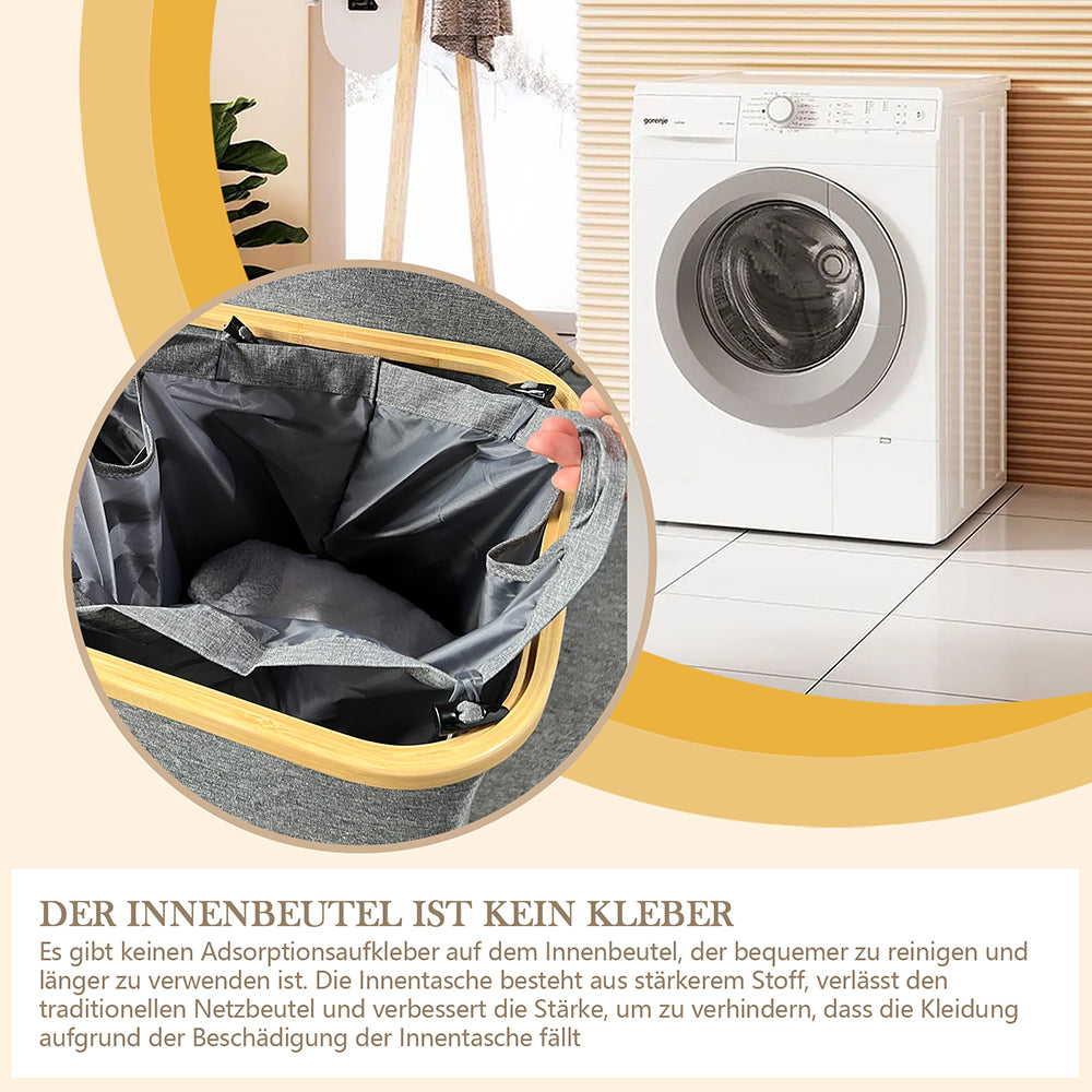 Wäschekorb Faltbarer Wäschekorb mit Deckel, herausnehmbarer Wäschesack 45x35x50 80L(Grau)
