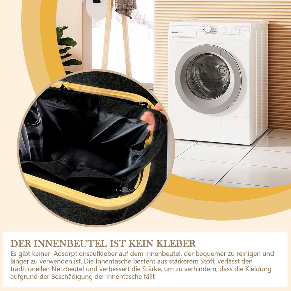 Wäschekorb Faltbarer Wäschekorb mit Deckel, herausnehmbarer Wäschesack 45x35x50 80L(Schwarz)