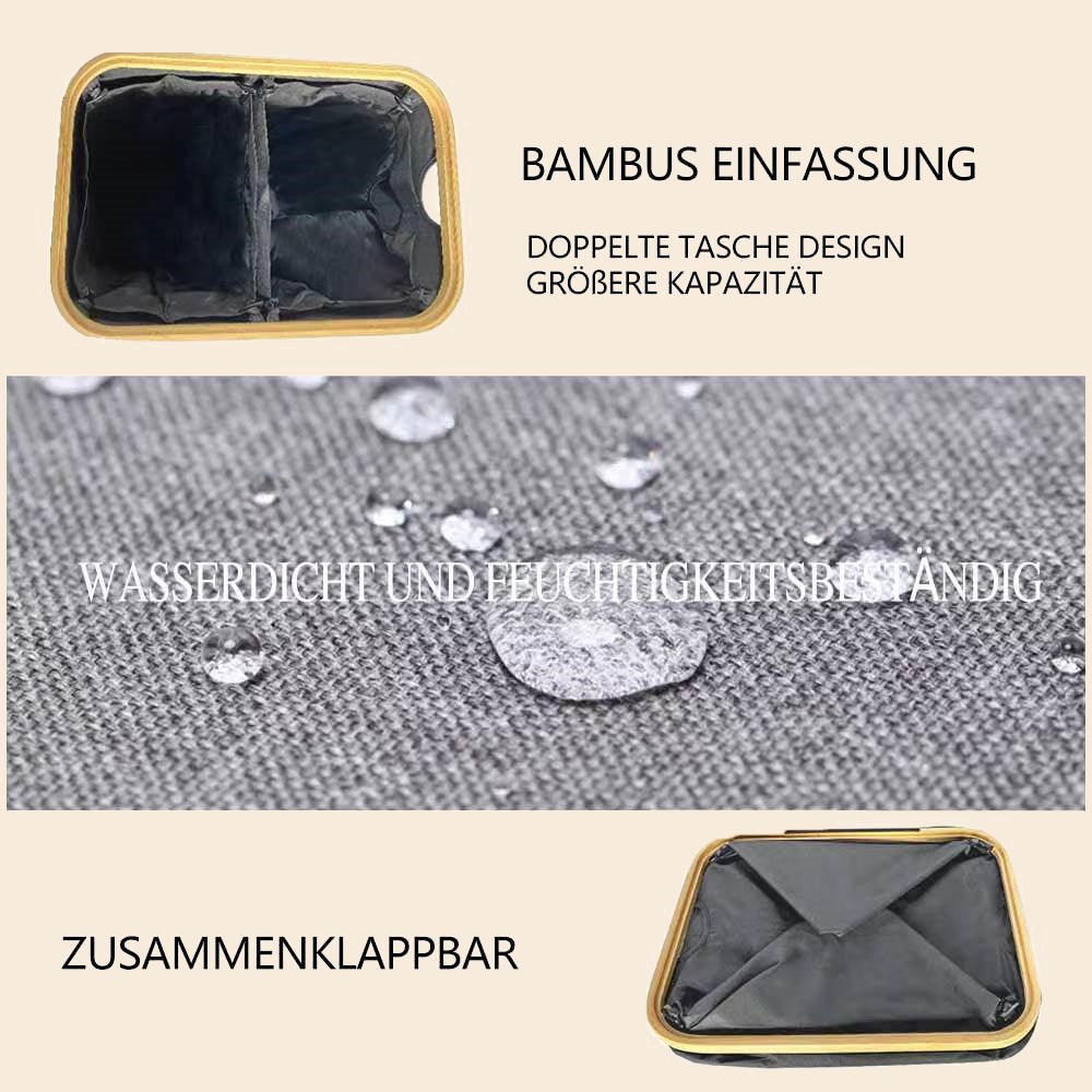 Wäschekorb Faltbarer mit Deckel, 2 Fächer, Wäschesack herausnehmbar 54x33x70 125L(Grau)