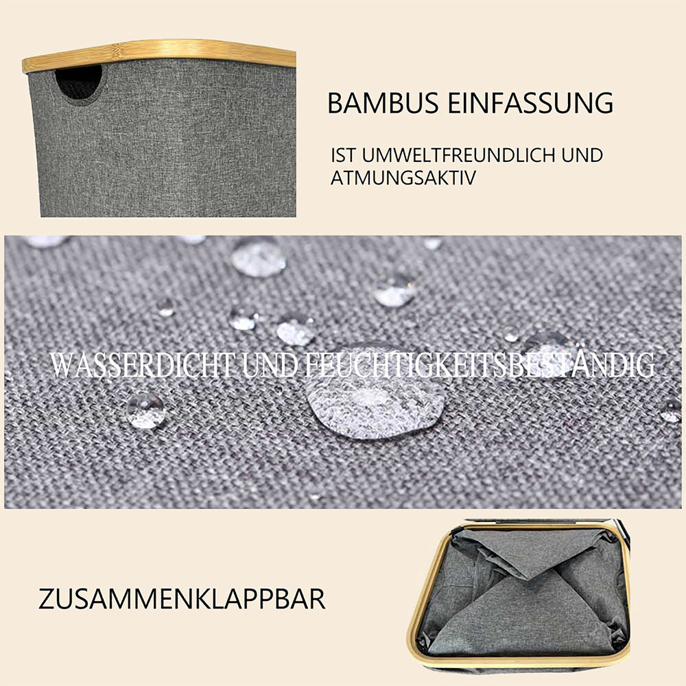 Wäschekorb Faltbarer Wäschekorb mit Deckel, herausnehmbarer Wäschesack 45x35x75, 120L (Grau)