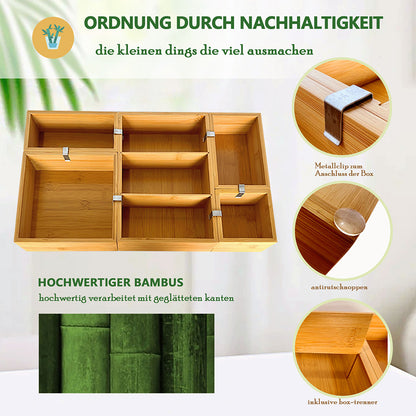 Schubladen-Organizer aus Bambus, herausnehmbares Regal, 5er-Set