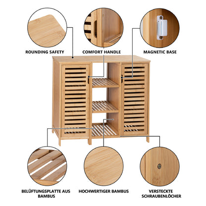 Bamboo Bathroom Cabinet Storage Cabinet with 9 Dividers