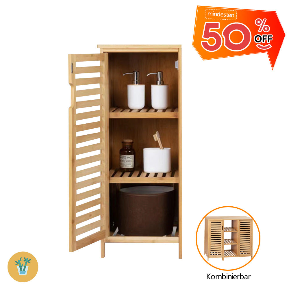 Bamboo Bathroom Cabinet Storage Cabinet with 3 Dividers