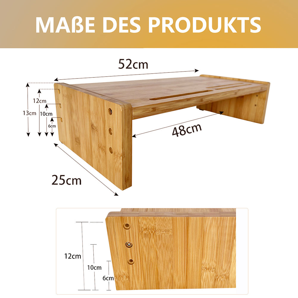 Monitorständer aus Bambus für Computer Monitor, Laptop, Fernseher