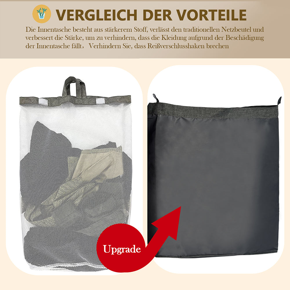 Wäschekorb Faltbarer Wäschekorb mit Deckel, herausnehmbarer Wäschesack  45x35x50 80L（Schwarz）