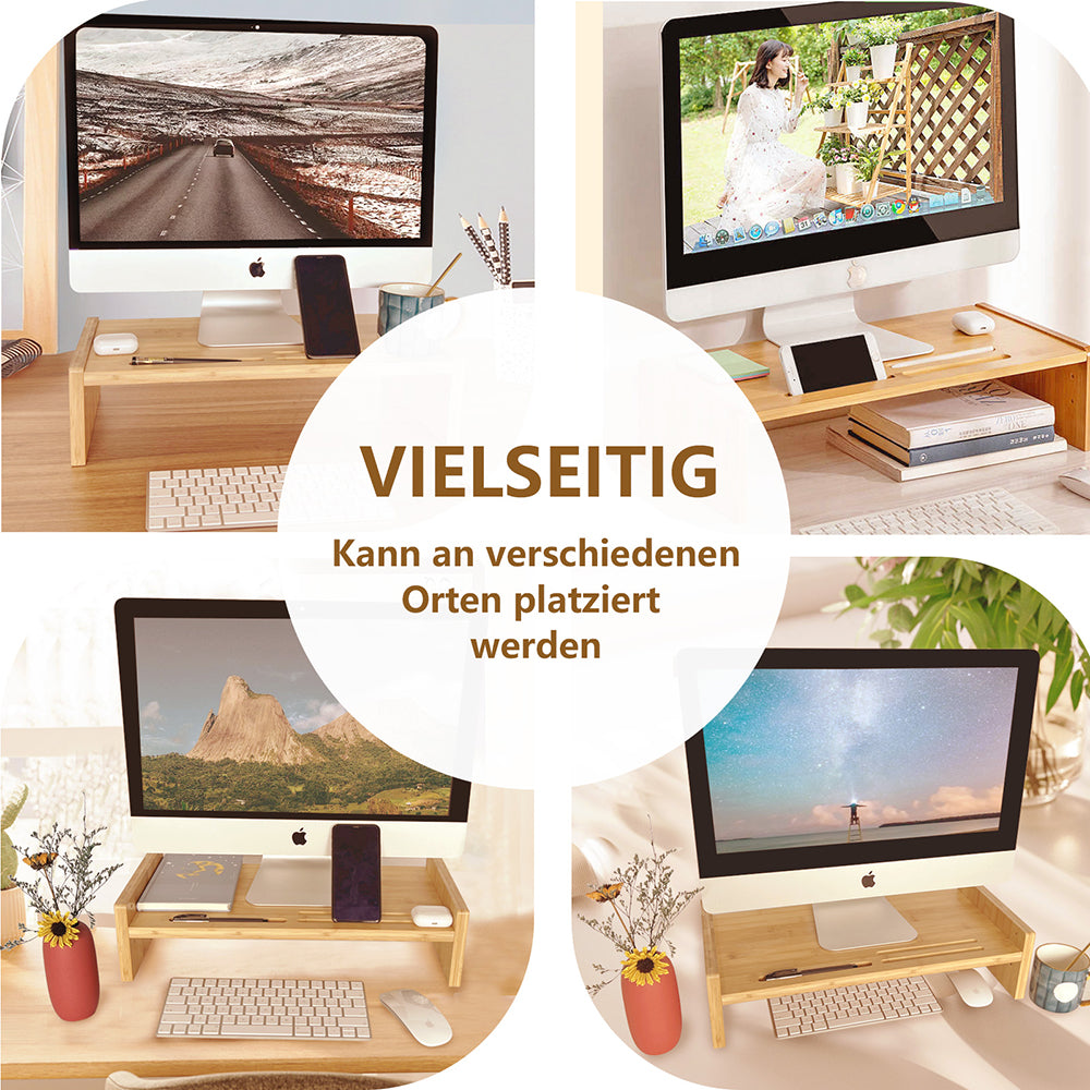 Monitorständer aus Bambus für Computer Monitor, Laptop, Fernseher