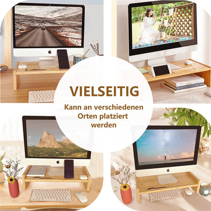 Monitorständer aus Bambus für Computer Monitor, Laptop, Fernseher