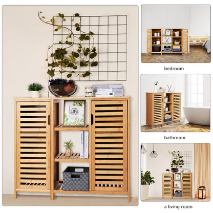 Bamboo Bathroom Cabinet Storage Cabinet with 9 Dividers