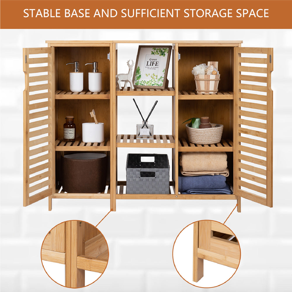 Bamboo Bathroom Cabinet Storage Cabinet with 9 Dividers