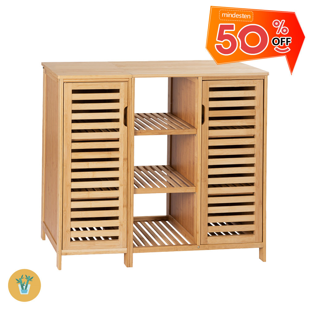 Bamboo Bathroom Cabinet Storage Cabinet with 9 Dividers