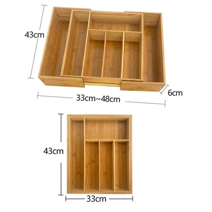 Besteckkasten aus Bambus, 5-7 Fächer, erweiterbarer Besteckkasten